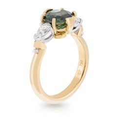 18ct Yellow/White Gold 2.14ct Australian Parti Sapphire & Diamond Trilogy Ring