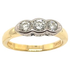 Used 18ct Yellow & White Gold 3-Stone Diamond Ring Set With 0.38ct