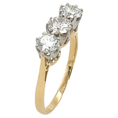 18ct Yellow & White Gold 3-Stone Diamond Ring Set With 1.0ct Natural Diamonds