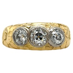 Anello con 3 pietre di diamante in oro giallo e bianco 18ct con 1,70ct di diamanti Nature