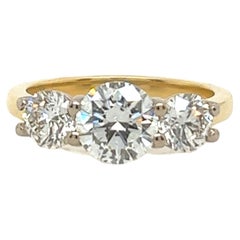 Anillo de diamantes de 3 piedras en oro amarillo y blanco de 18 ct con 2,16 ct