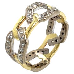 18ct Yellow & White Gold Chain Ring Set With 0.30ct Natural Diamonds