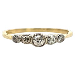 18ct Yellow & White Gold Diamond 5 Stone Ring Set With 0.25ct Diamonds