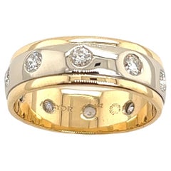 18ct Yellow & White Gold Diamond Band Ring Set With 10 Round Diamonds