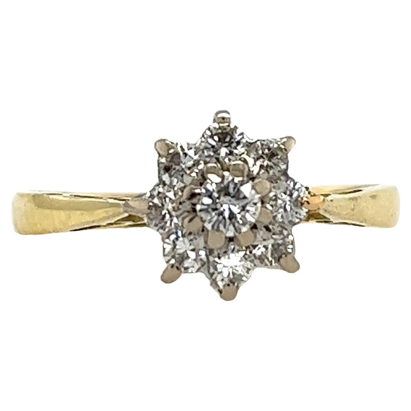18ct Yellow & White Gold Diamond Cluster Ring, Set With 2.25ct Round Diamonds For Sale