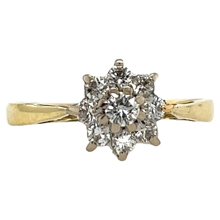 Bague En Or 18 Carats Jaune & Blanc Avec Diamants - Occasion Très Bon État