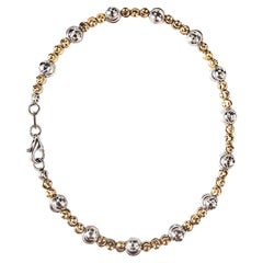 Bracelet vintage en or jaune et blanc 18ct avec perles en forme de diamant