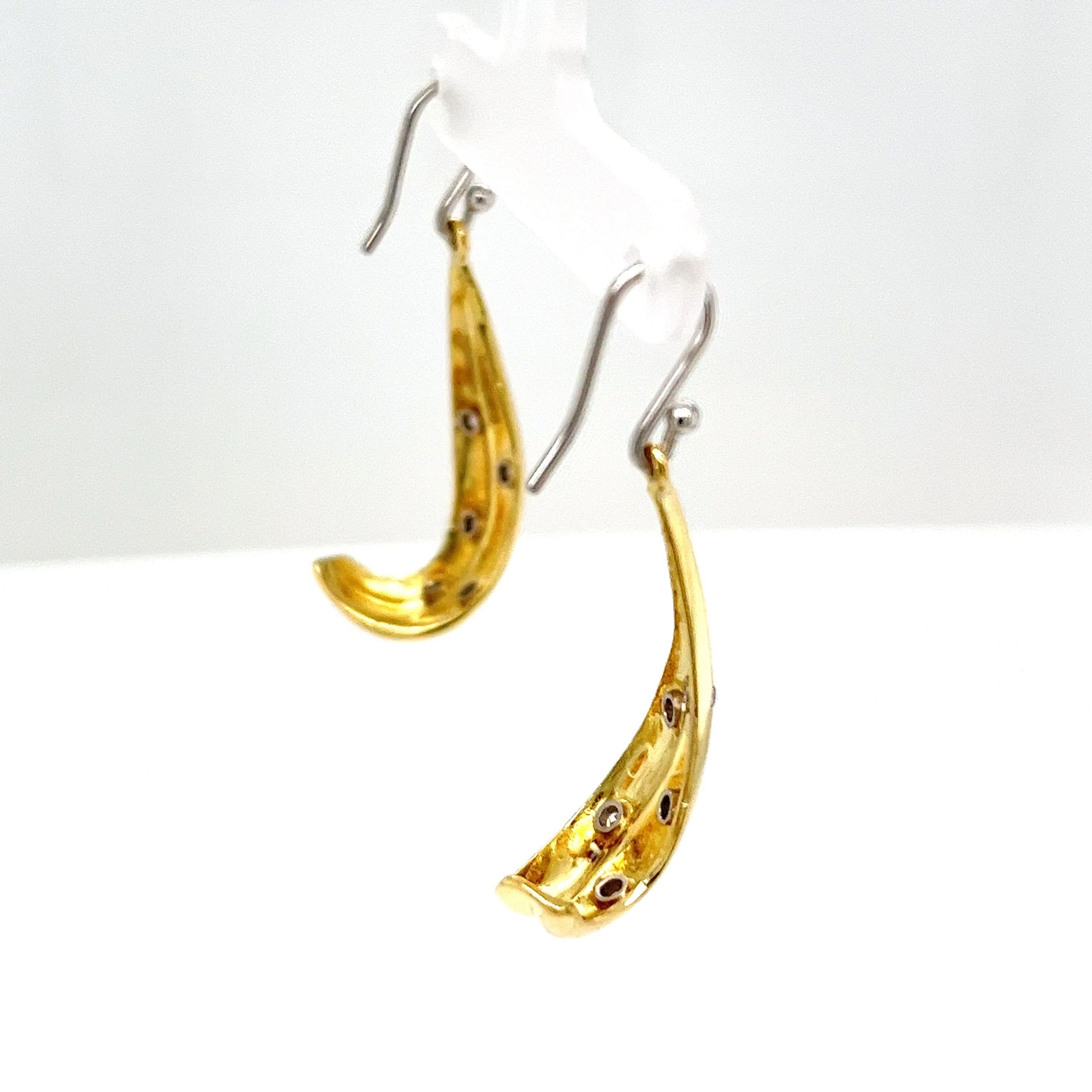 Boucles d'oreilles en or jaune et blanc 18 carats, diamants naturels de 0,25 carat Pour femmes en vente