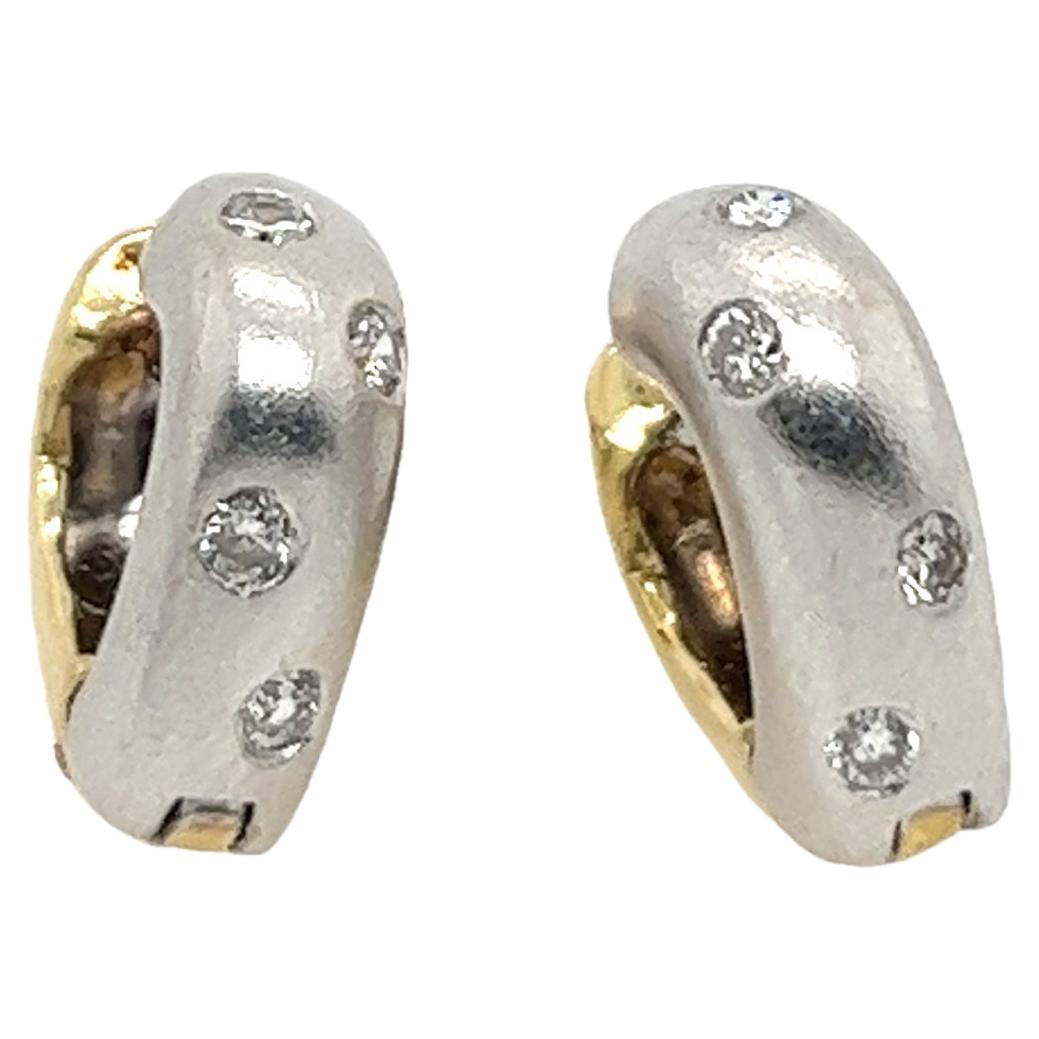 18ct Yellow & White Gold Diamond Earrings Set With 0.16ct Natural Diamonds