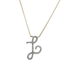 18ct Yellow 
White Gold Diamond "L" Initial Pendant on 18" Chain