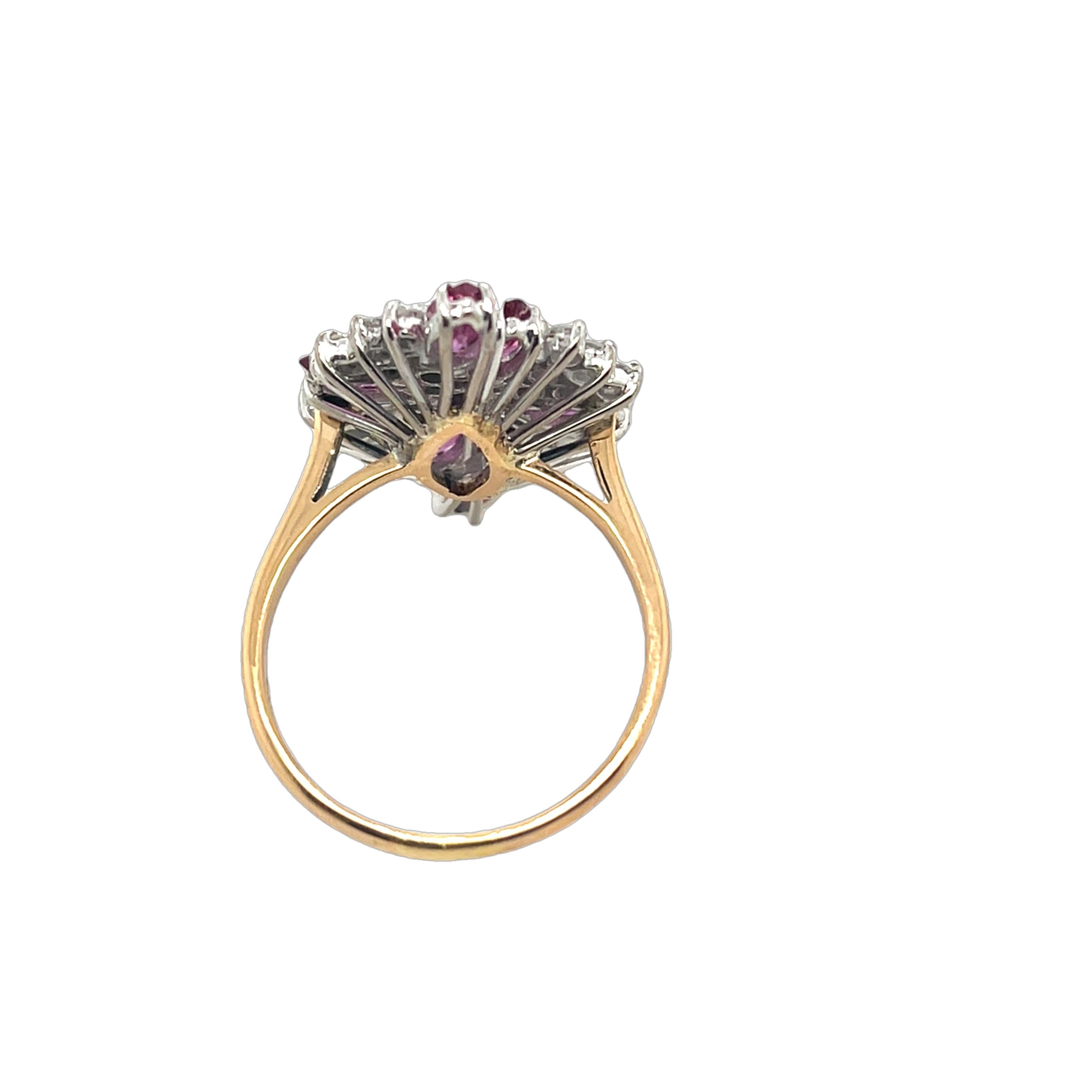 Bague en or jaune et blanc 18 carats avec tourmaline rose et diamants naturels de 0,65 carat Unisexe en vente