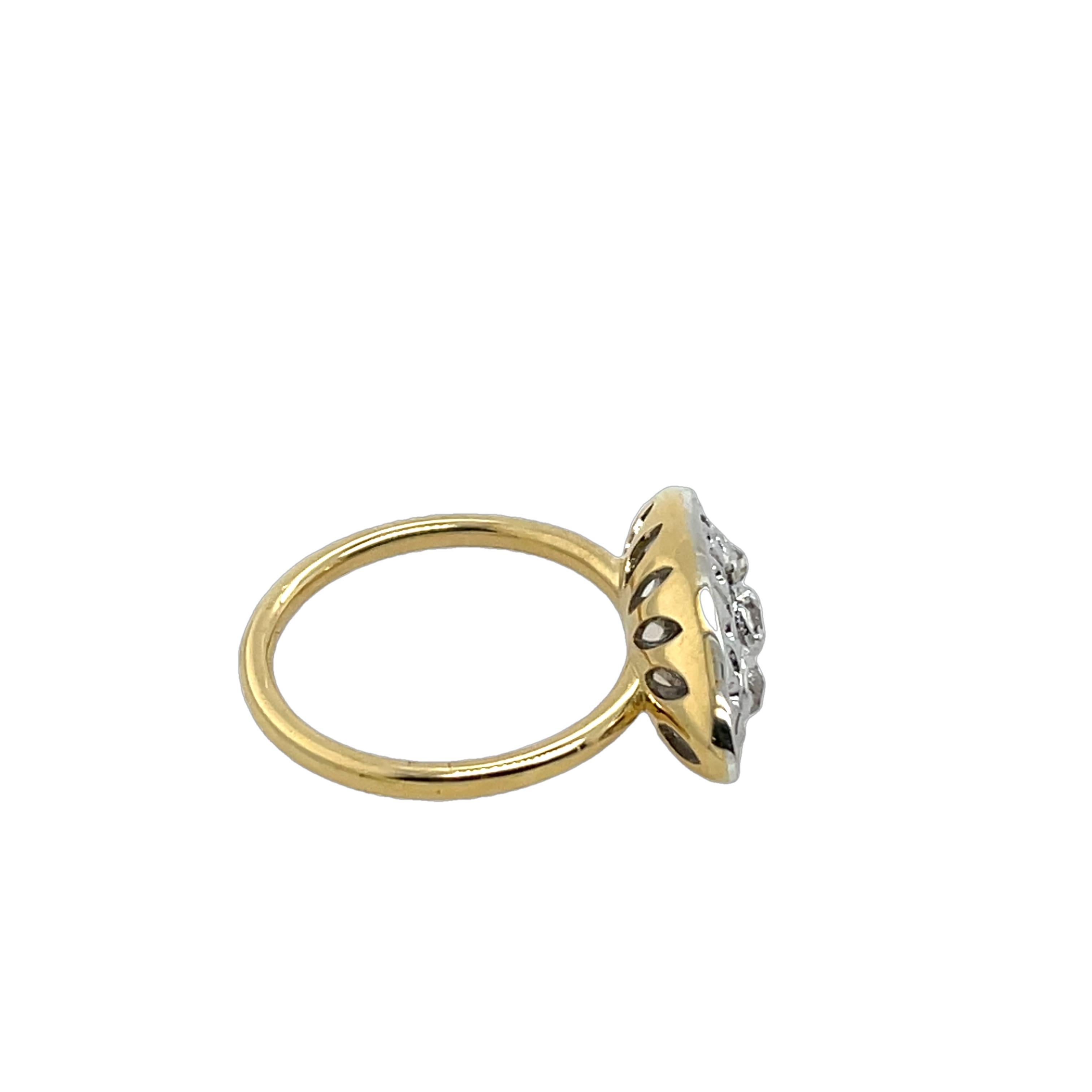Bague en or jaune et blanc 18 carats sertie de diamants naturels de 0,25 carat en vente 2