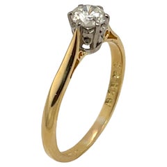 18ct Gelb & Weißgold  Diamantring, mit 0,35 Karat rundem Diamanten besetzt