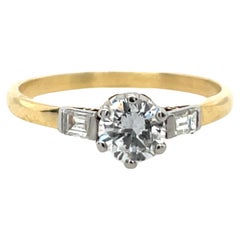 18ct Yellow & White Gold Diamond Ring, Set With 0.56ct Diamonds