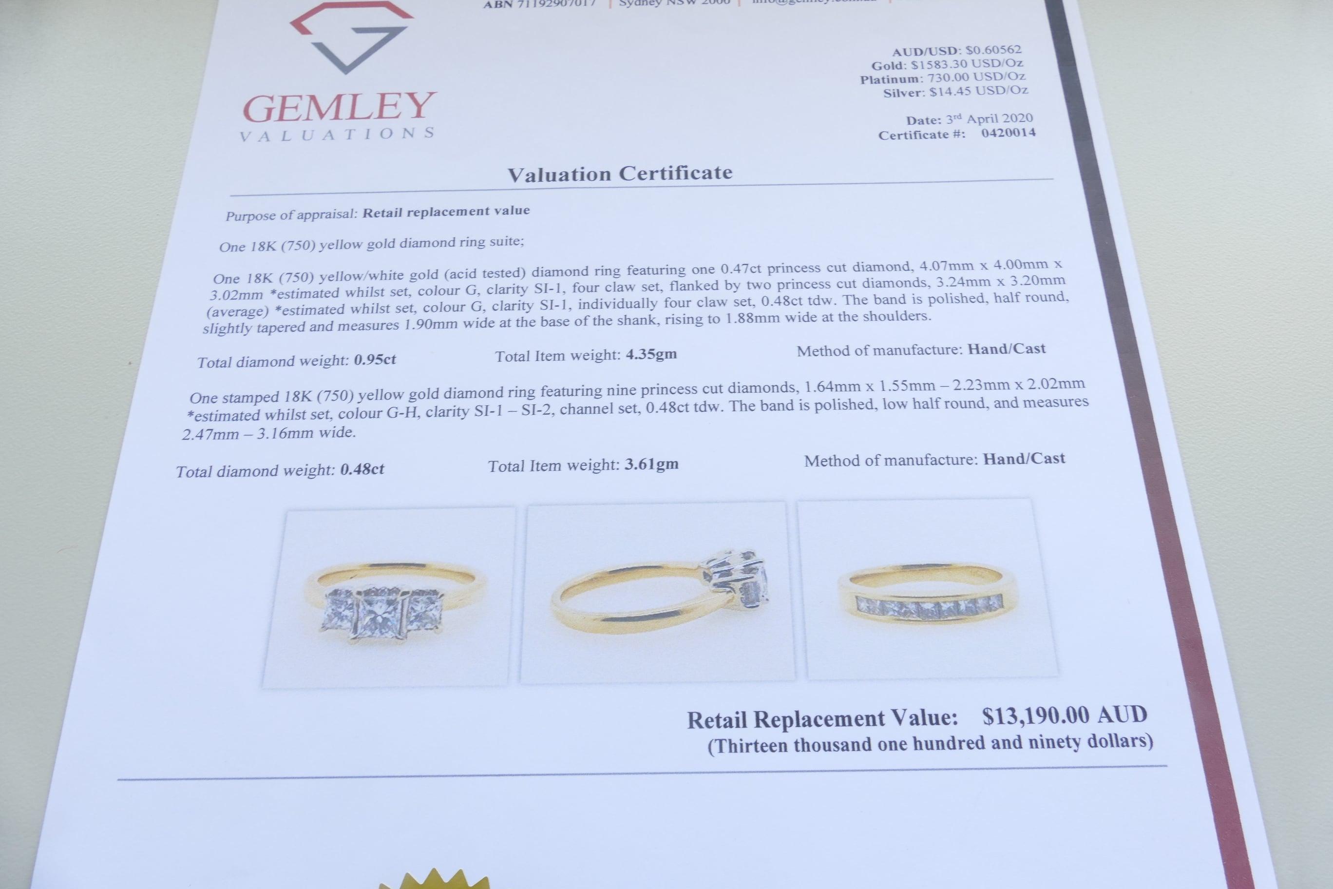 18 Carat Yellow or White Gold Diamond Ring Suite For Sale 5