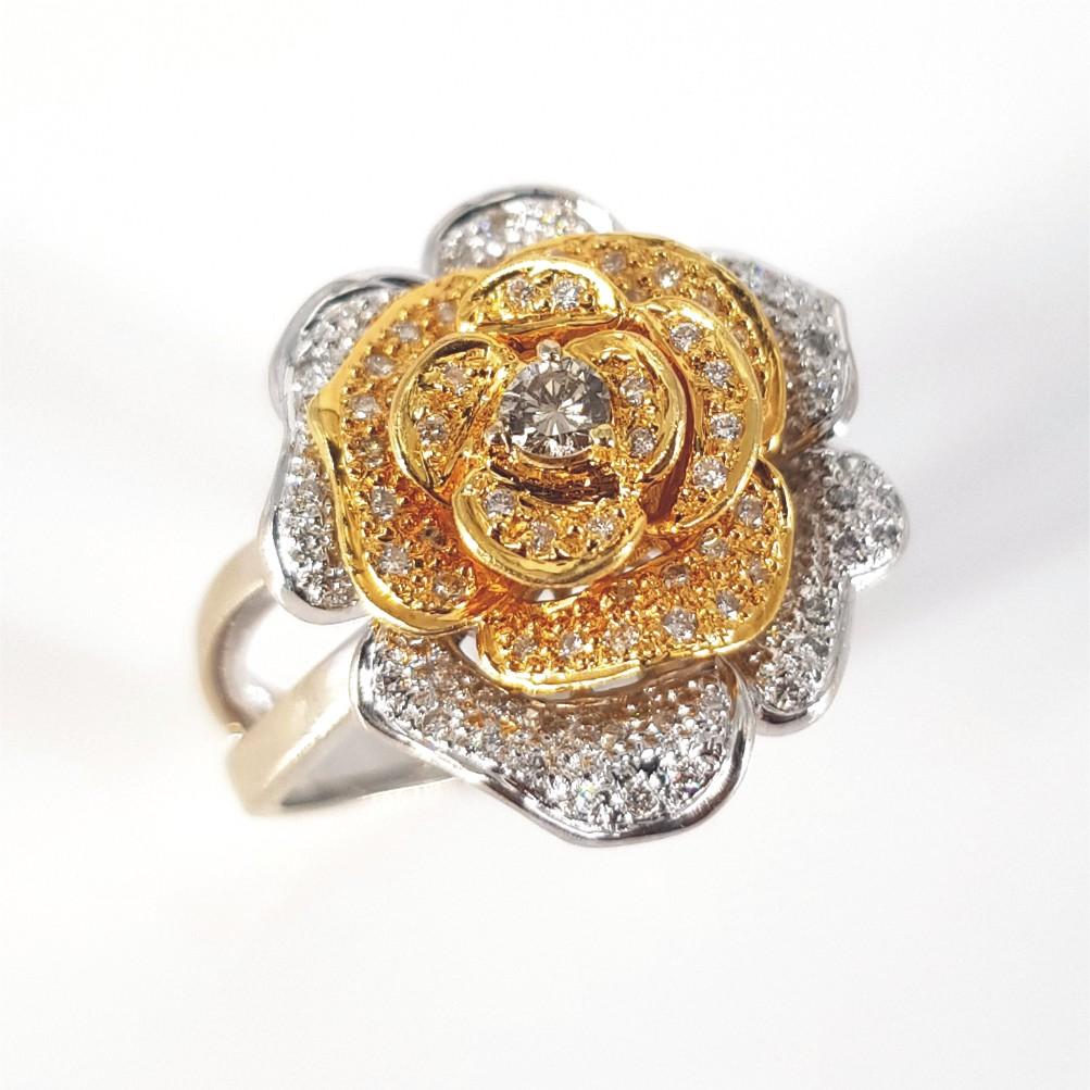 18ct Yellow & White Gold Diamond Rose Ring 3