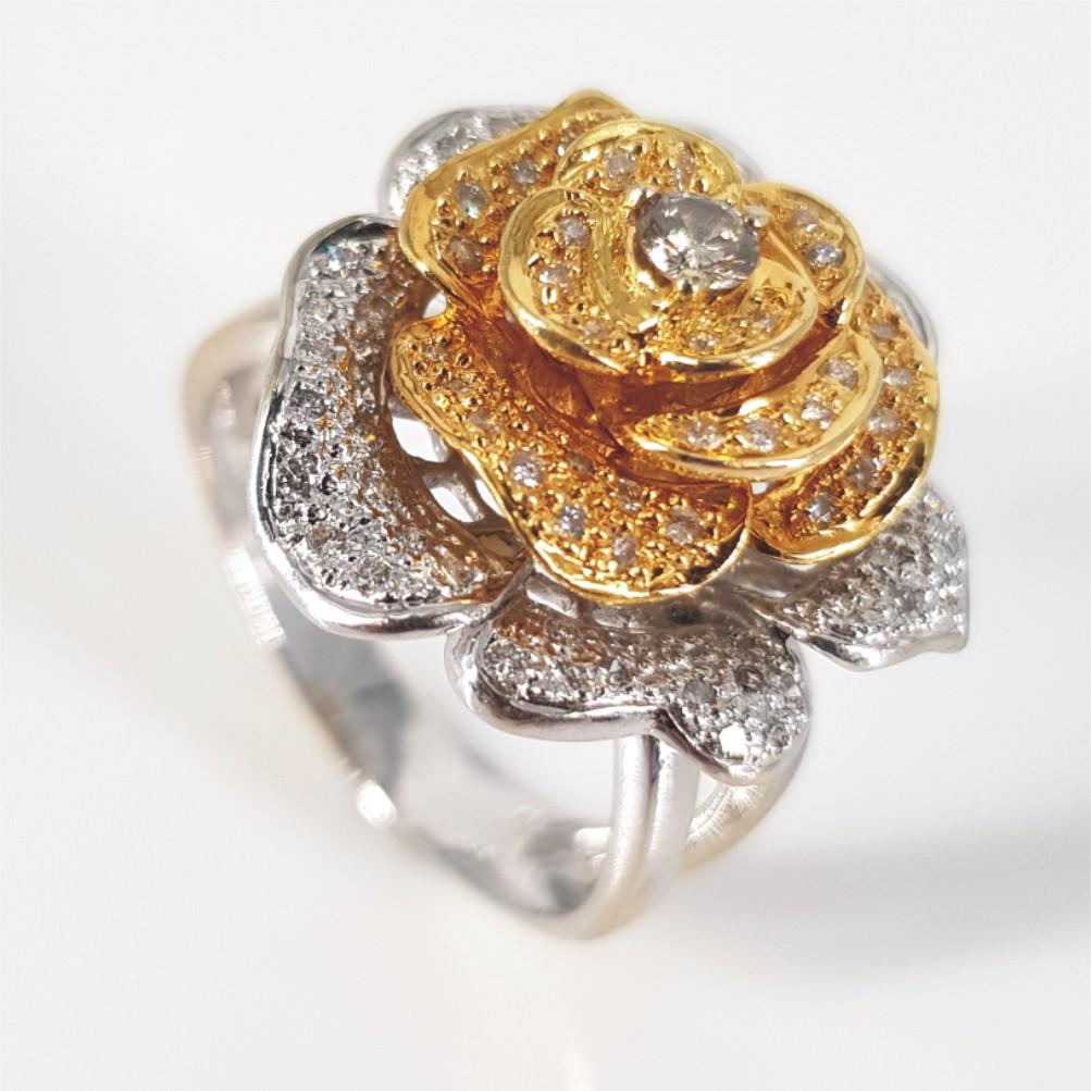 18ct Yellow & White Gold Diamond Rose Ring 4