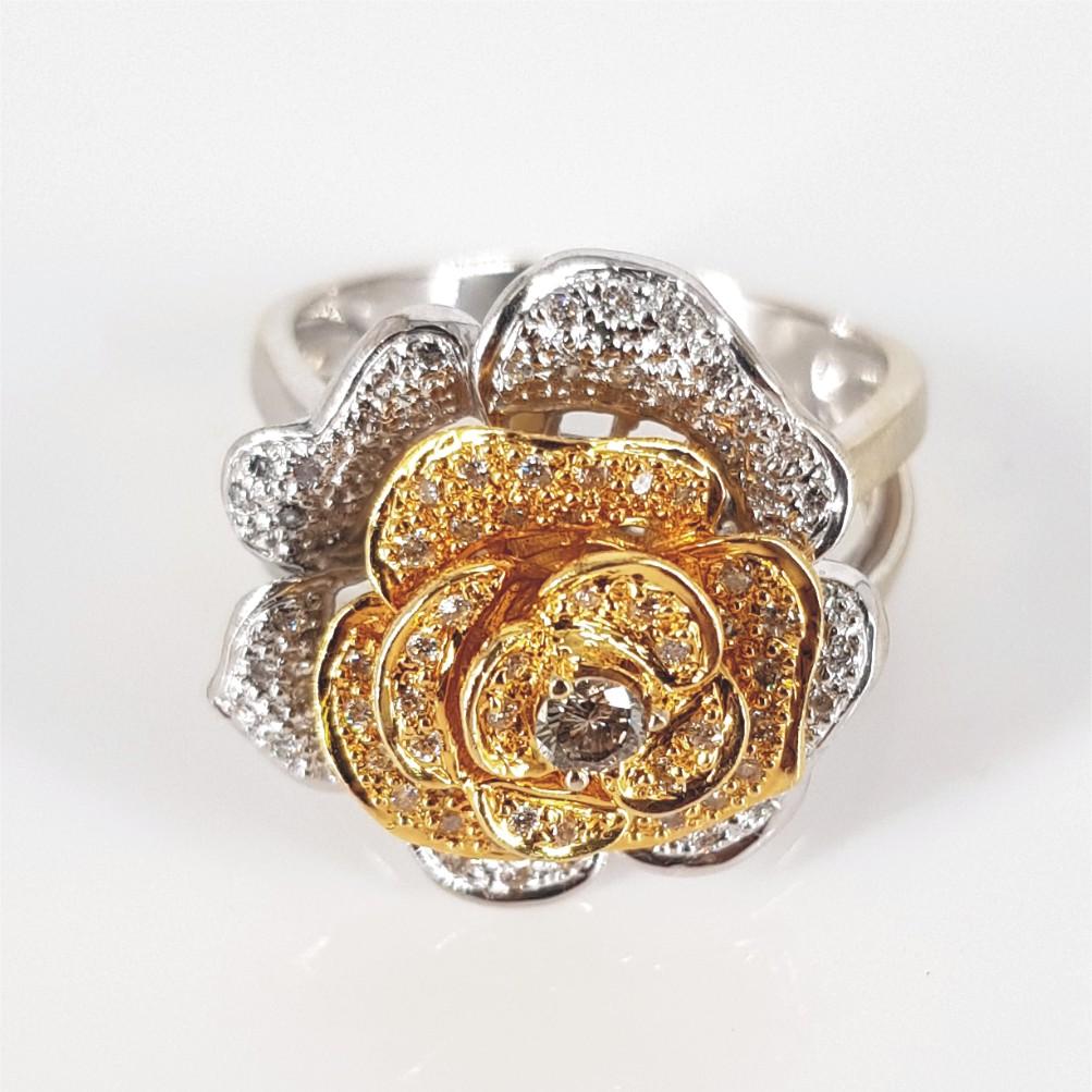 18ct Yellow & White Gold Diamond Rose Ring 5