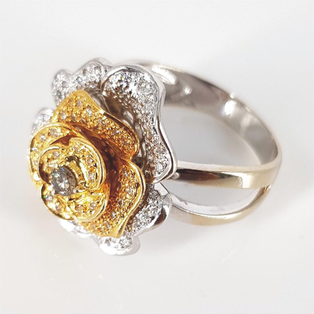 Women's 18ct Yellow & White Gold Diamond Rose Ring