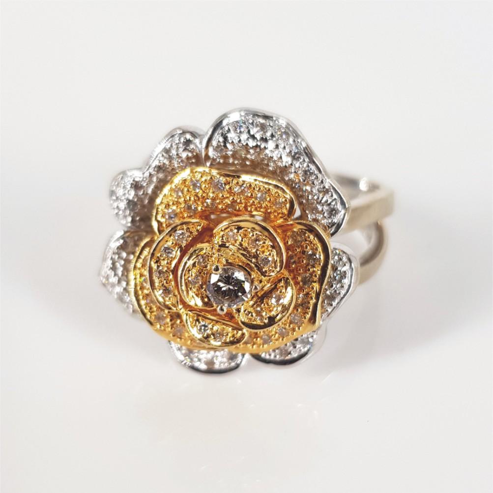 18ct Yellow & White Gold Diamond Rose Ring 2