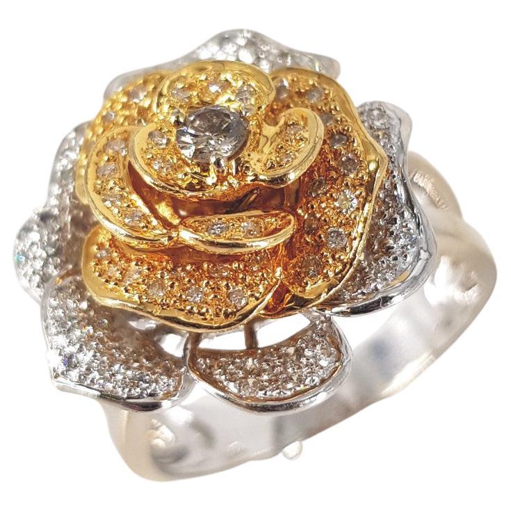 18ct Yellow & White Gold Diamond Rose Ring