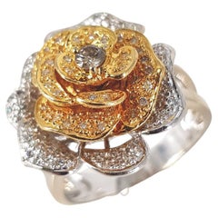 18ct Yellow & White Gold Diamond Rose Ring