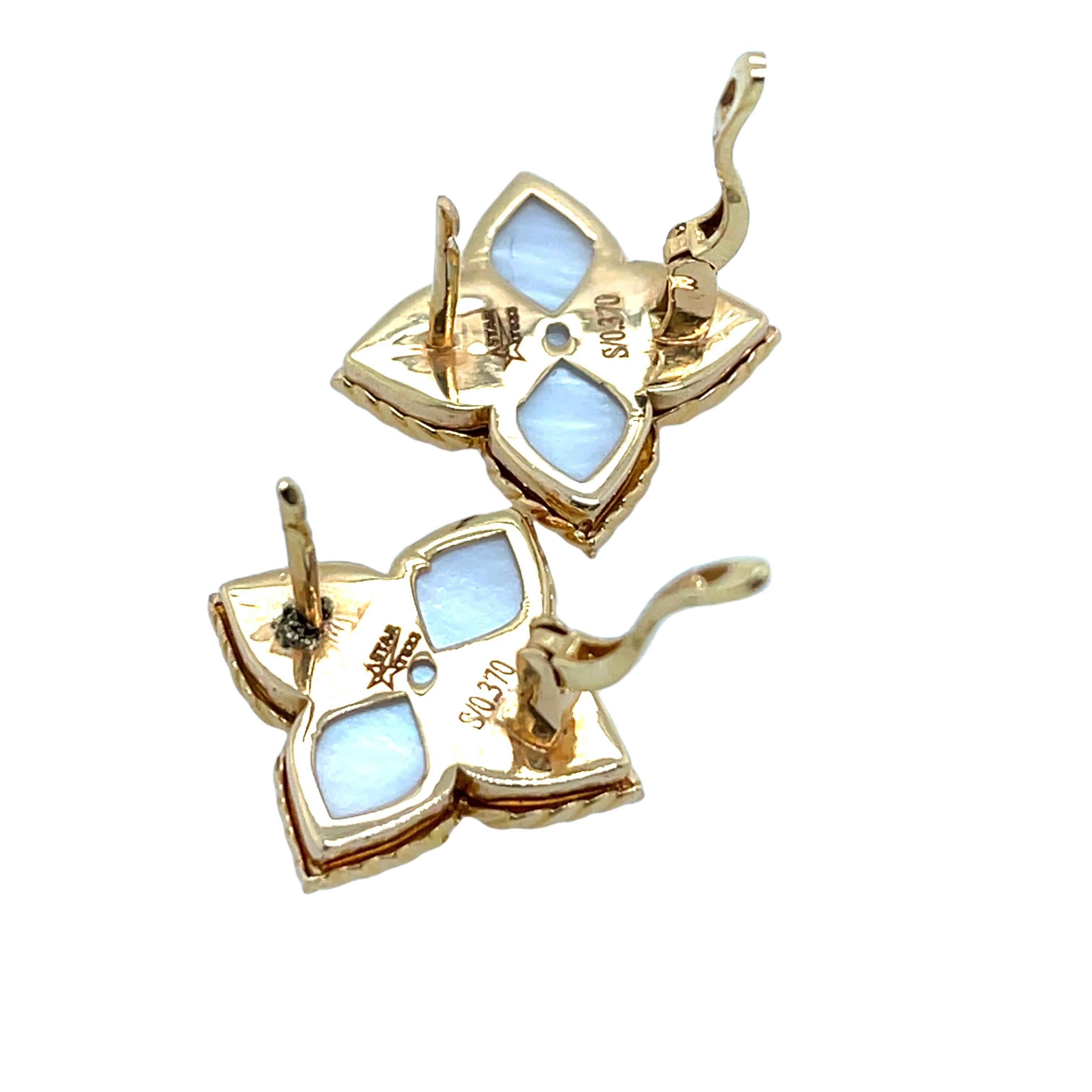 Boucles d'oreilles et pendentif en or jaune et blanc 18ct sertis de 0,45ct de diamants Excellent état - En vente à London, GB