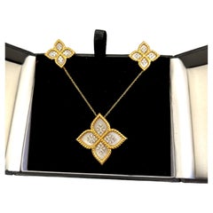 18ct Yellow &White Gold Diamond Set Earrings & Pendant, Set With 0.45ct Diamonds