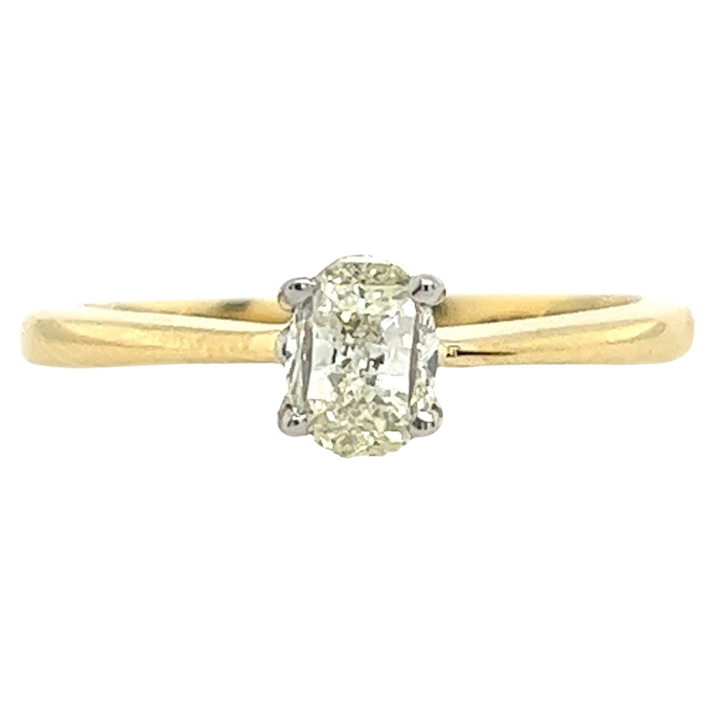 18ct Yellow & White Gold Diamond Solitaire Ring Set With 0.57ct Oval Shape  For Sale
