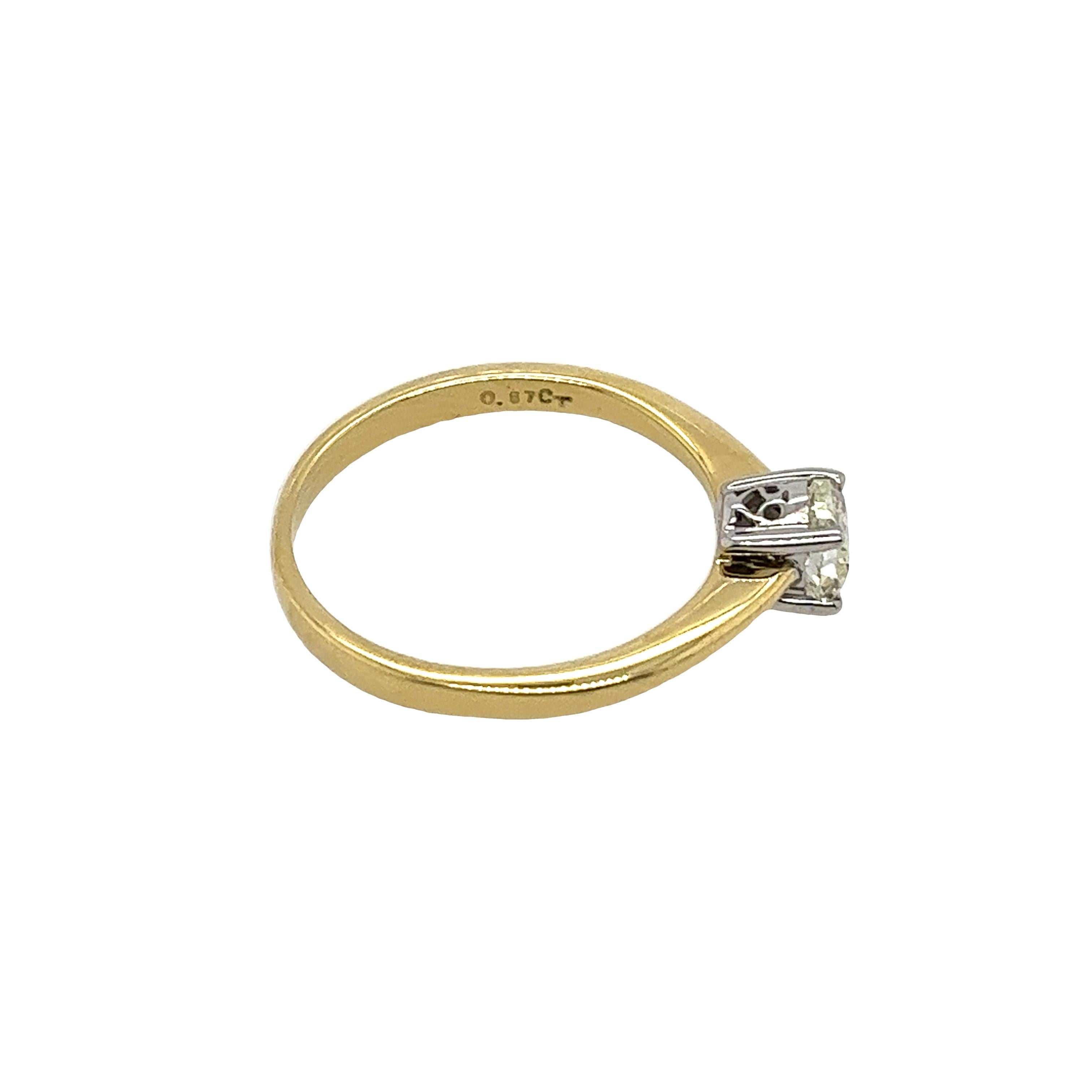 18ct Yellow & White Gold Diamond Solitaire Ring Set With 0.57ct Oval Shape 2