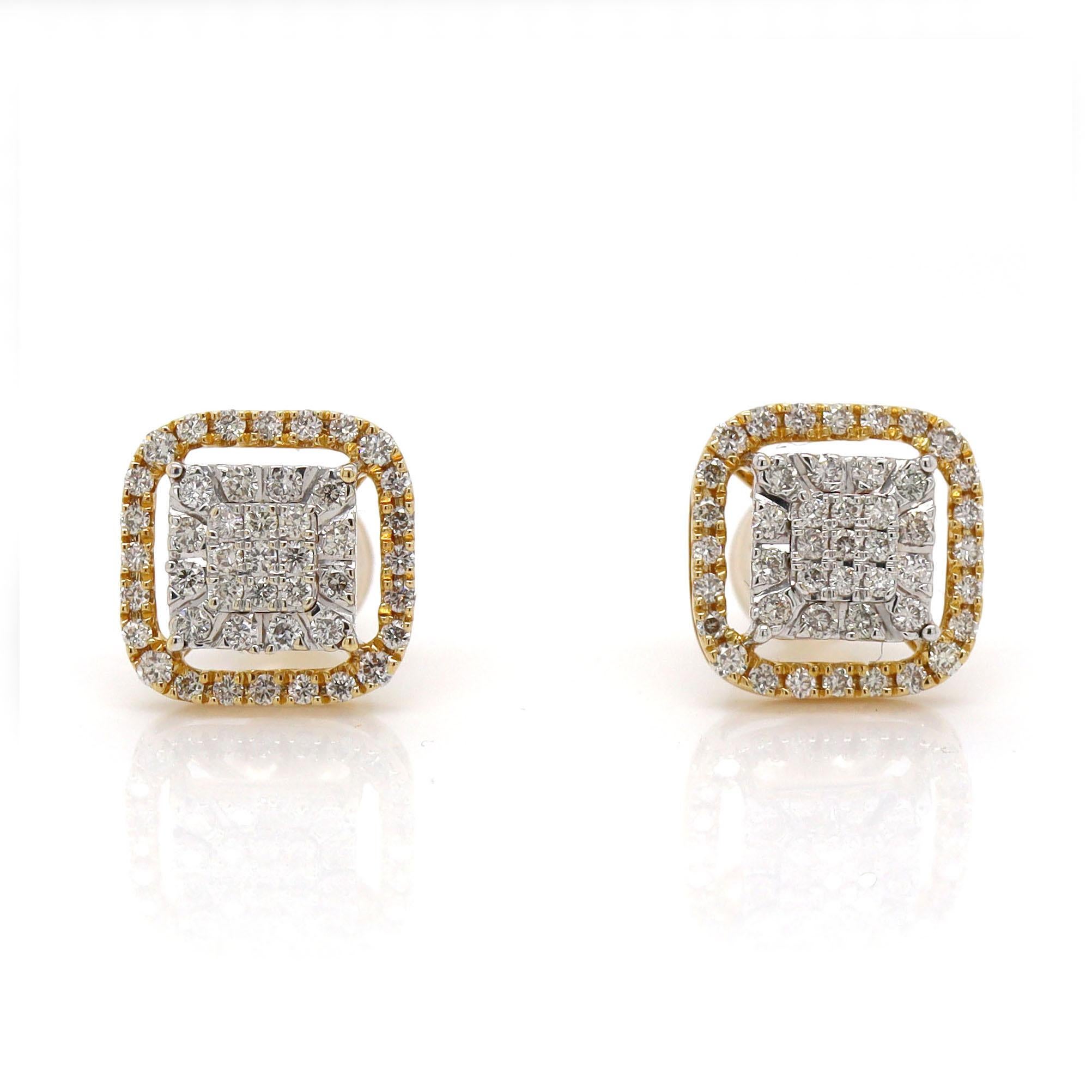 Orecchini a grappolo con diamanti in oro giallo e bianco 18 carati

In un intramontabile oro 18CT bicolore, gli orecchini presentano diamanti rotondi taglio brillante in un grappolo a forma di cuscino e sono dotati di perni con chiusura in