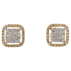 18CT Yellow & White Gold Diamond Stud Earrings