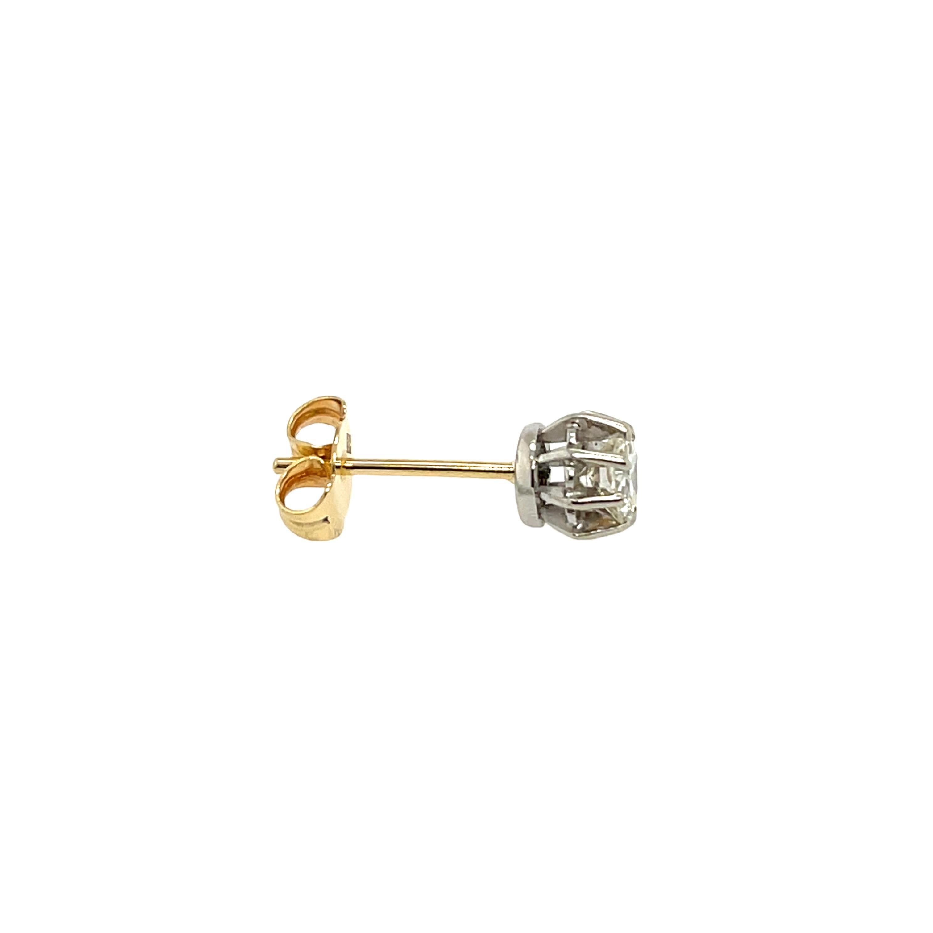 Orecchino singolo con diamante in oro giallo e bianco 18 ct. In condizioni ottime in vendita a London, GB