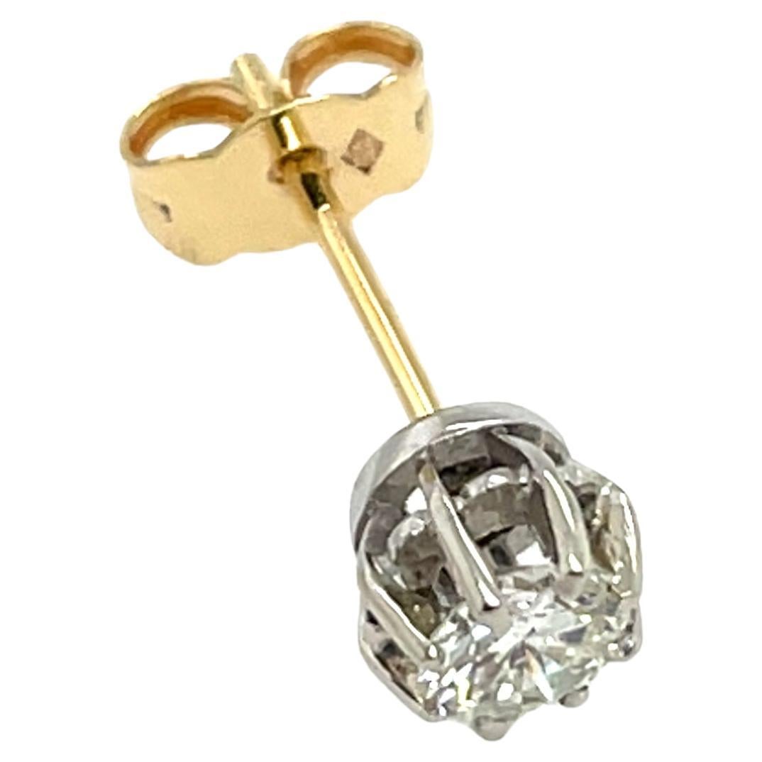18ct Yellow & White Gold Diamond Stud Single Earring