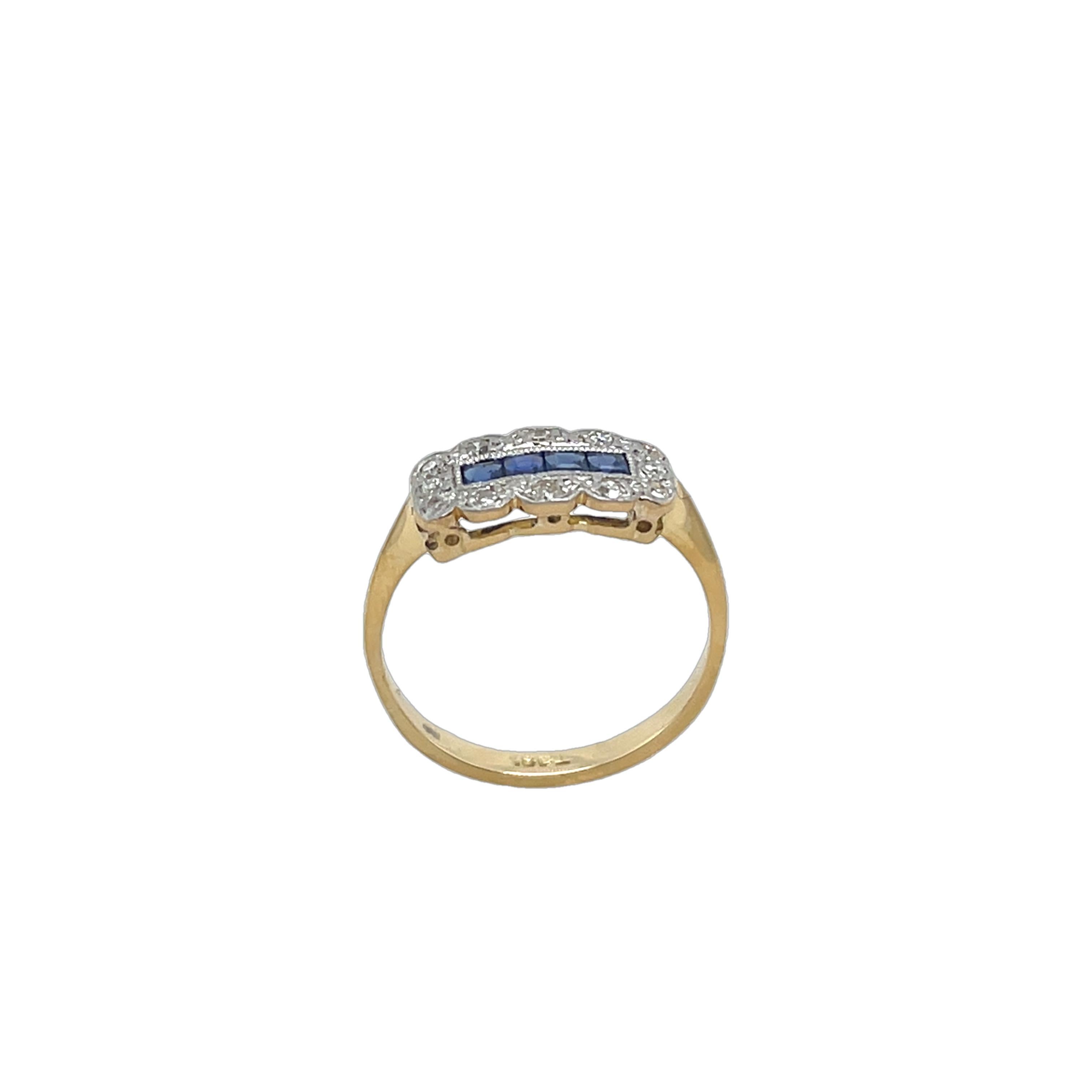 Bague en or jaune et blanc 18 carats, saphir et diamants en vente 1