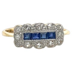 Anillo de Zafiro y Diamantes en Oro Amarillo y Blanco de 18 ct