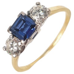 18ct Yellow & White Gold Sapphire & Diamond Triology Ring