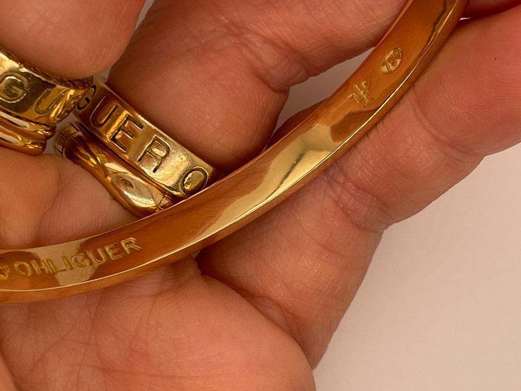 Artisan Bracelet manchette jonc en or massif jaune, blanc ou rose 18 carats en vente