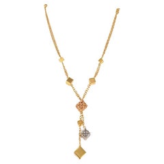 18ct Yellow, White & Rose Gold Cube Necklace 