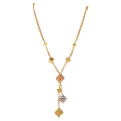 18ct Yellow, White & Rose Gold Cube Necklace
