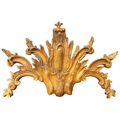 18eh Gran Ornamento Arquitectónico Italiano en Madera Tallada y Dorada