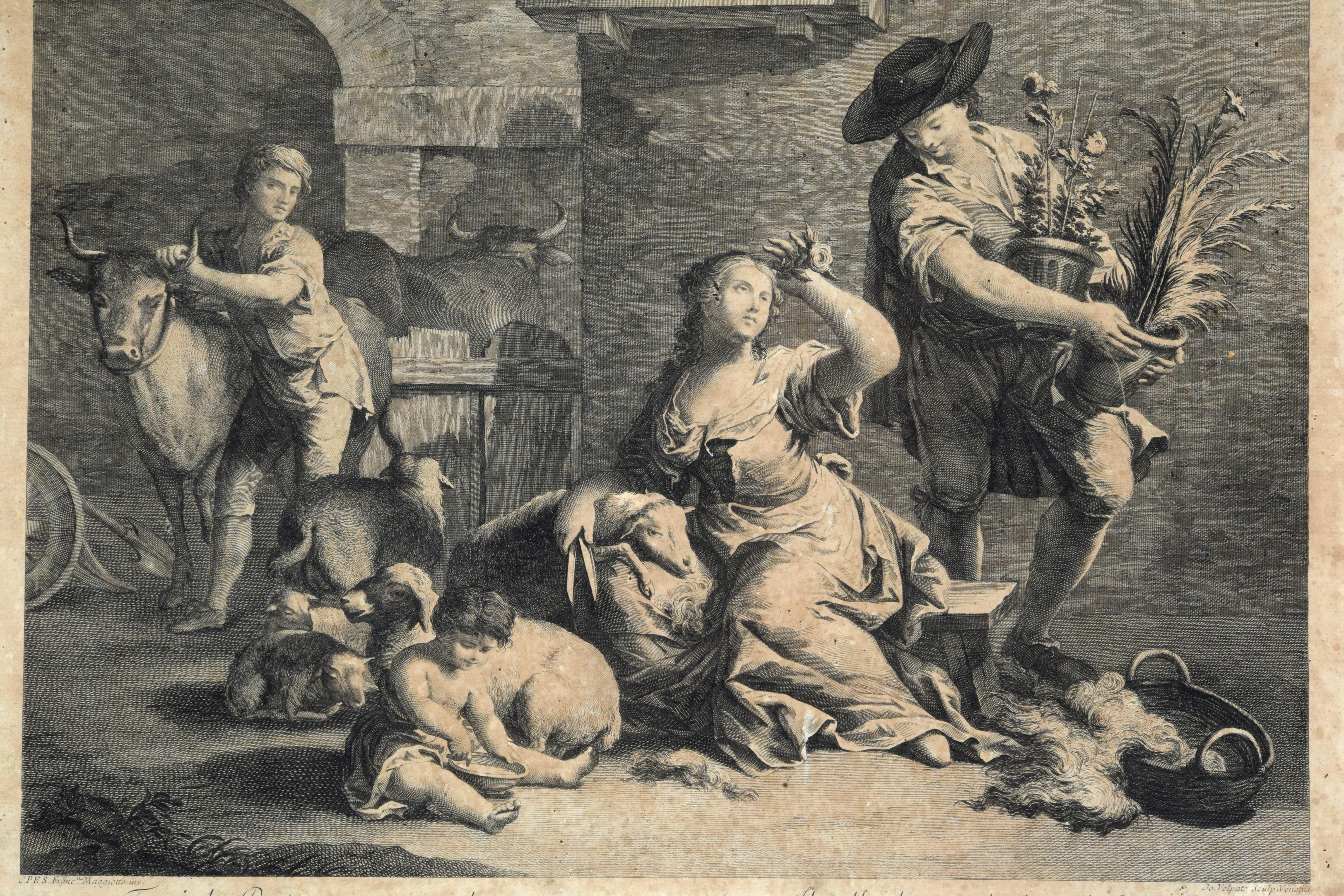 18h Century, Four Italian Etching Allegory of the Four Seasons For Sale 13