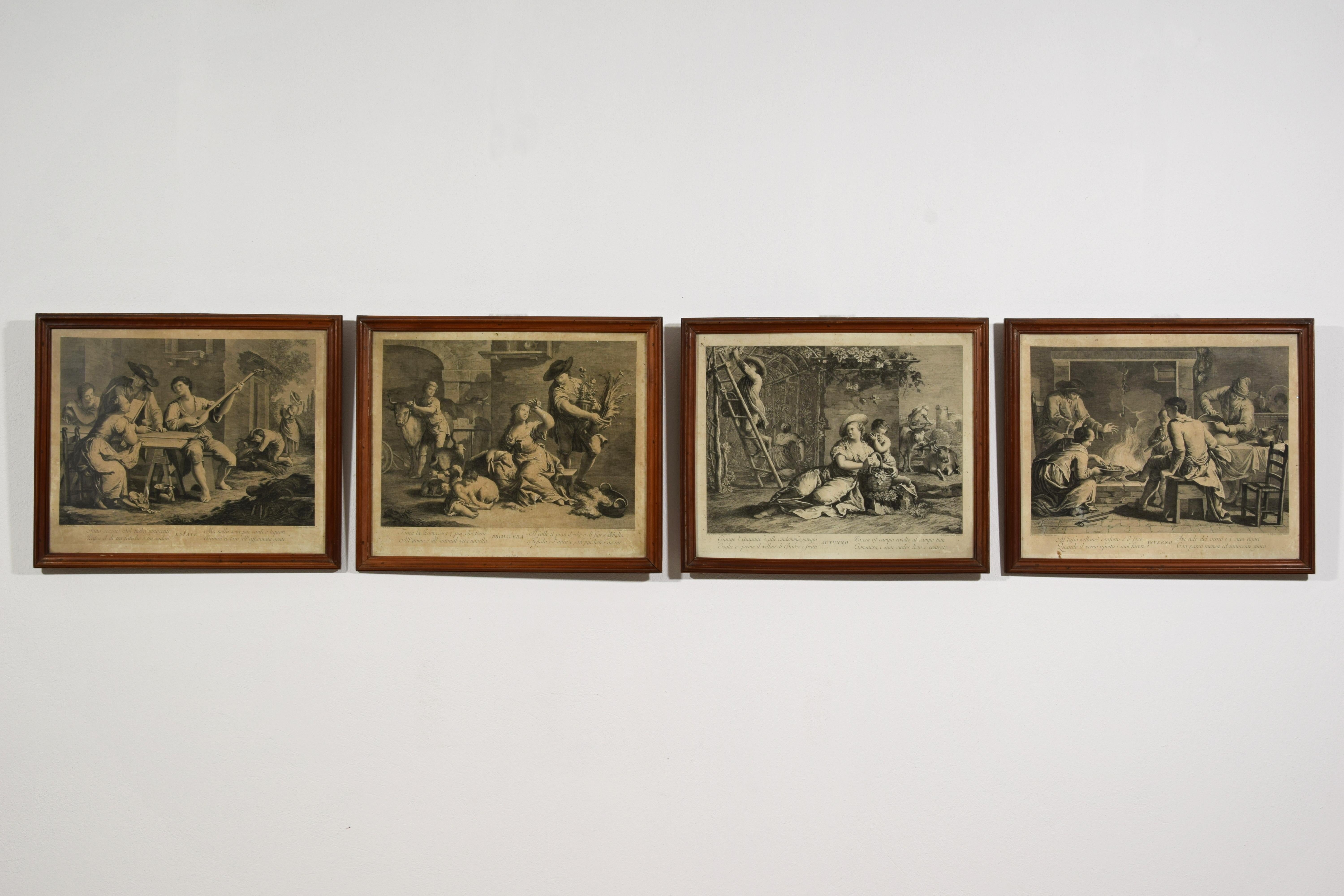 18h Century, Four Italian Etching Allegory of the Four Seasons
Allegory of the Four Seasons, engraved by Giovanni Volpato and drawn by Francesco Maggiotto, second half of the 18th century
Measures with frame: cm W 55 x H 40.5 x D 2.5. canvas cm W
