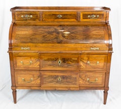 18th Century Louis XVI Walnut Cylinder Bureau with Original Fittings