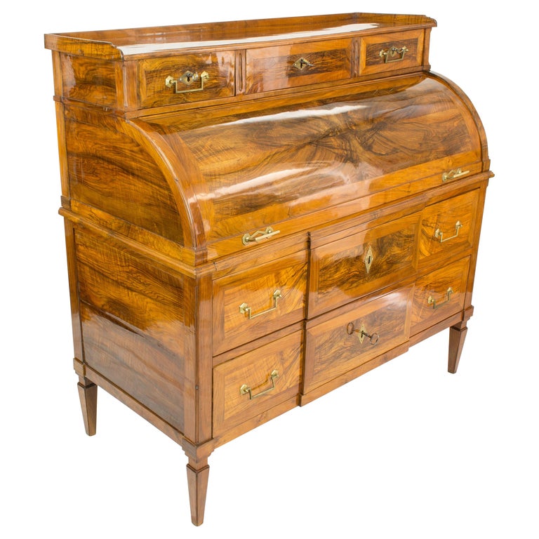 18h Century Louis Xvi Walnut Cylinder Bureau Secretaire For Sale At 1stdibs