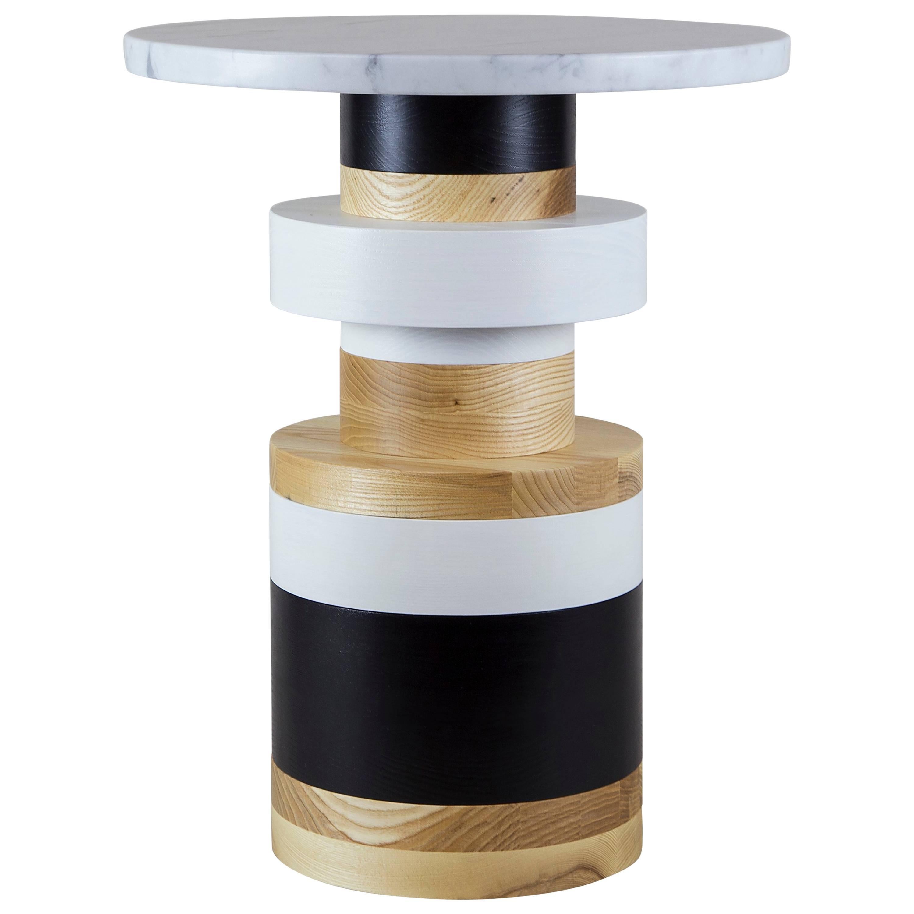 18in Sass Side Table from Souda, Small Marble Top, Made to Order