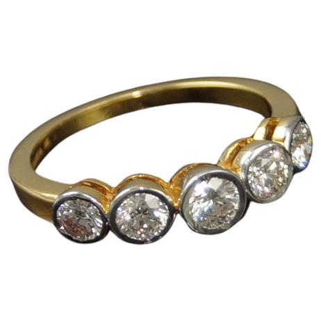 IGI certified 18K Natural 0.81 Carat 5 brilliant cut Diamond Ring wedding band For Sale