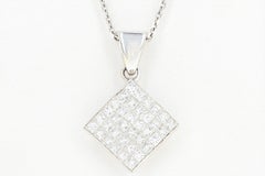 18K 1 Carat Princess Cut Cluster Diamond Pendant Necklace 18K 1 Carat Princess Cut Cluster Diamond Pendant Necklace