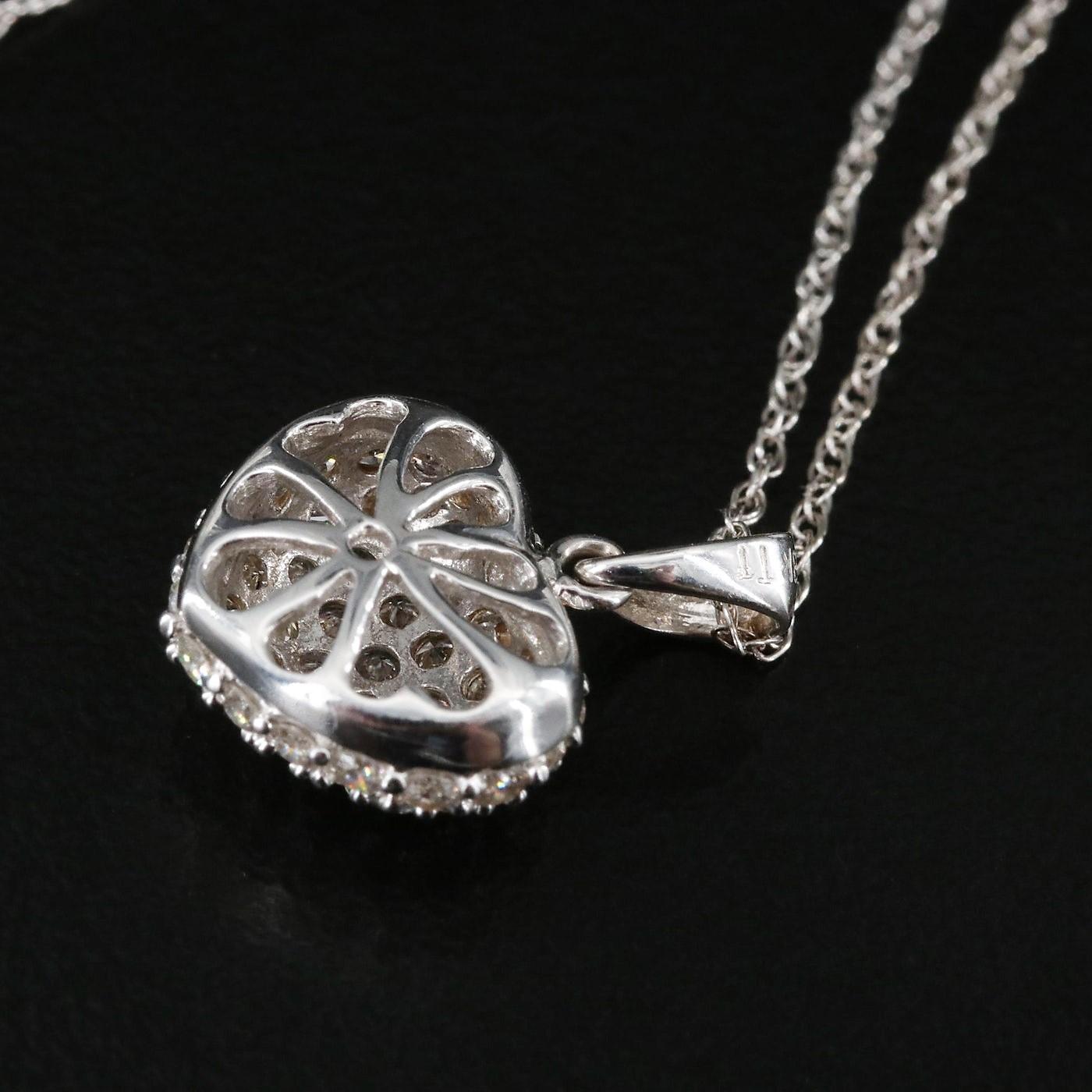 Women's 18K 1.00 CTW Pavé Diamond Heart Pendant on 14K Chain Necklace