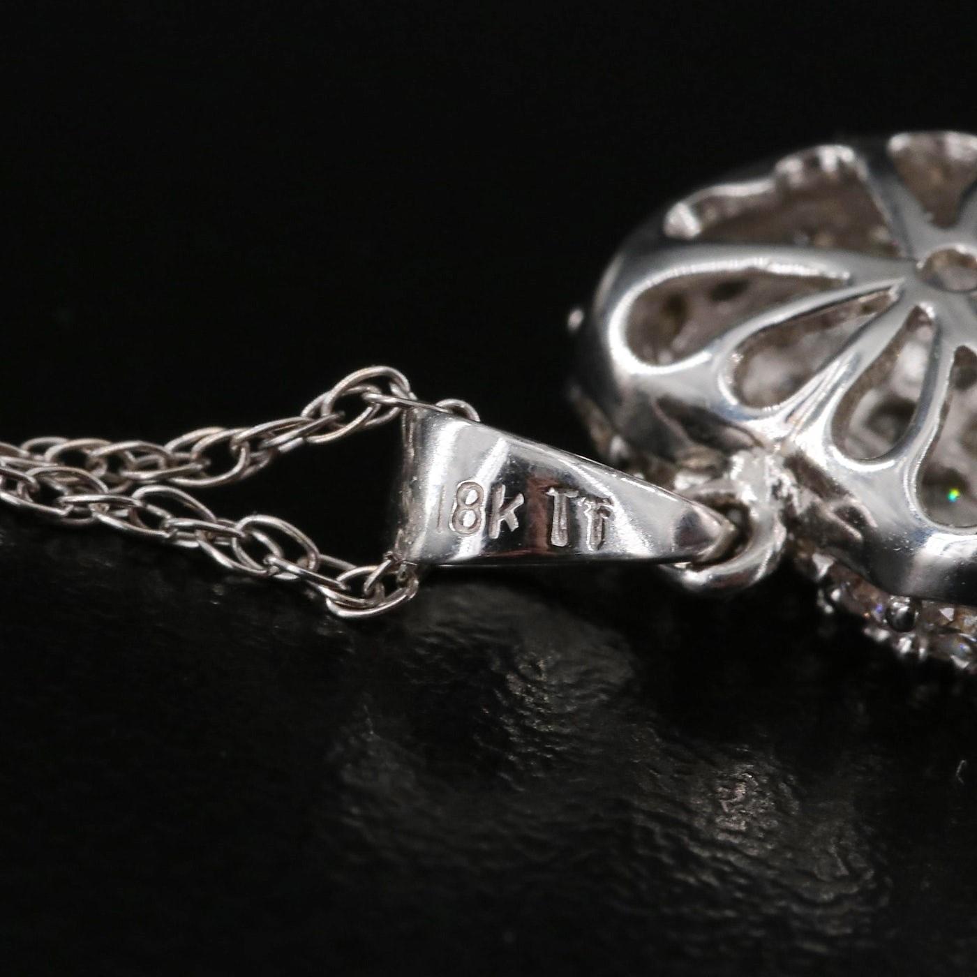 18K 1.00 CTW Pavé Diamond Heart Pendant on 14K Chain Necklace 1